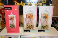 Collection of 3 glass lolly jars,