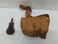 flat with muzzle loading leather bag and measurer