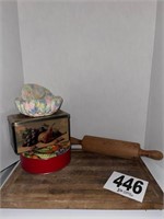 Wooden Cutting Board & Rolling Pin with (2)