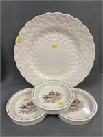 Copeland Platter with (3) Wedgwood Child's Bowls