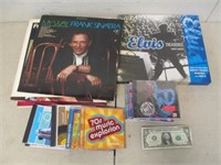 Lot of Records & CDs w/ Elvis Treasures Book