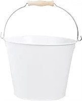 Esschert Design Usa White Metal Bucket With Wood
