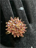 GOLD WASHED STERLING CLUSTER RING - SZ 7.5