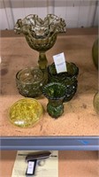 Vintage green glassware set