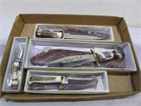 (4) Whitetail Cutlery Stag Handled Hunting Knives