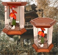 JAPANESE HOME GARDEN GLASS TERRARIUM BIRDS FLOWERS