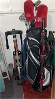 Golf clubs with bag & pull cart