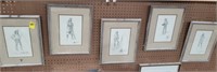 5 FRAMED C.M. RUSSEL PRINTS, 17" X 13 1/2" EACH