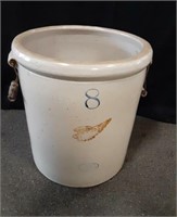 8 gallon redwing crock with a lid some hairline