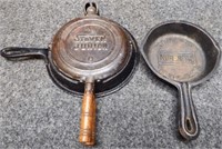 Mini Adv. Cast Iron Pan & Stover Jr.  Waffle Iron