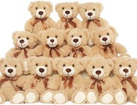 12-Pack Teddy Bears, 13.5in Plush, Light Brown