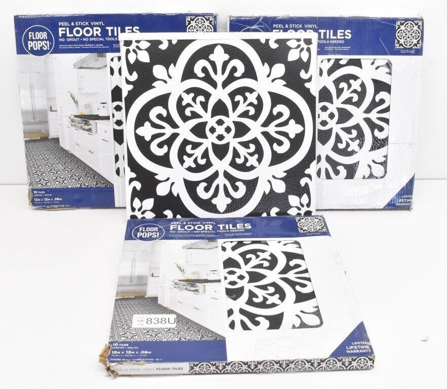 (30 sq ft) Patterned Peel Stick 12" Floor Tiles