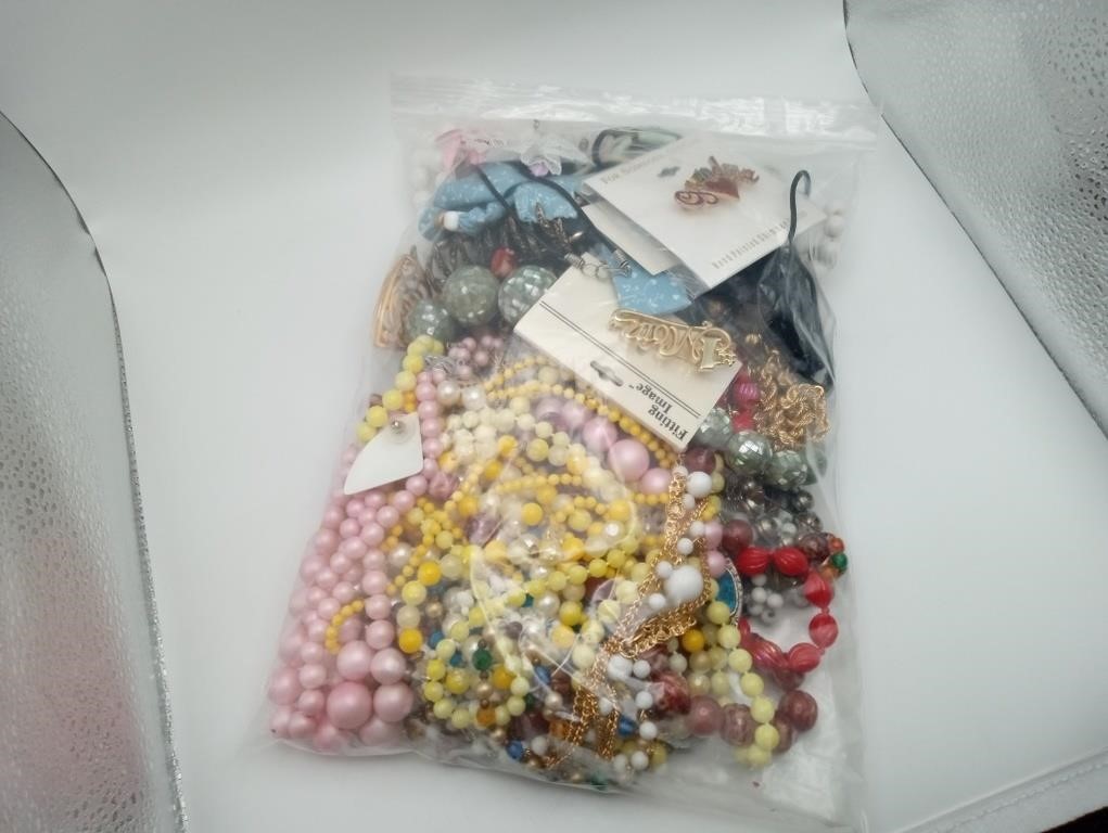 3 POUNDS Costume jewelry lot beads earrings more