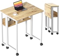 GreenForest Folding Desk Small Rolling Desk with S