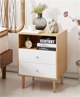 Night Stand  End Table with Two Drawers  Side Tabl