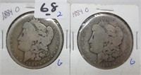 2 - 1884-O Morgan silver dollars