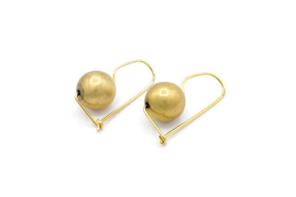 9ct Yellow gold burnished ball earrings