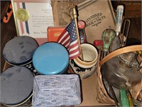 Reagan signed letter, Tins, stein, etc