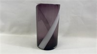 Hand blown Art Glass Purple & White Swirl Vase