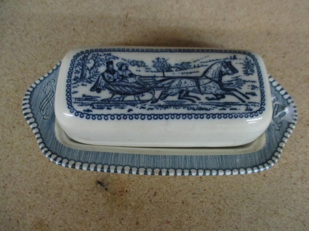 vintage Royal China Currier and Ives Butter Dish