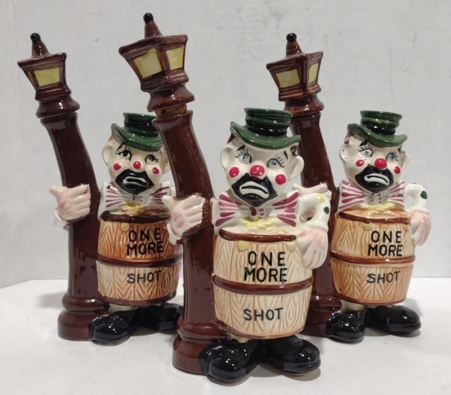 Ceramic "One More Shot" Clown Decanter, 10"