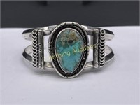 NAVAJO STERLING SILVER TURQUOISE CUFF BRACELET