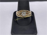 MENS 14K YELLOW GOLD DIAMOND RING