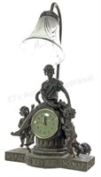 Figural Sculpture Lamp With Glass Shade & Clock