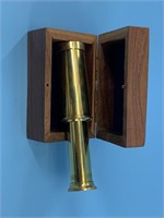 Brass seaman's telescope, 4.5" long with a hardwoo