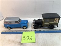 2 cars-Ertl Chevrolet bank & US Mail