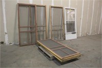 (3) 36", (4) 32" Wood and (1) 36" Metal Storm Door