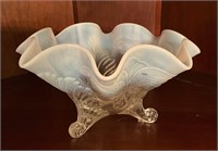 Vintage Dugan Opalescent Ruffled Footed Bowl