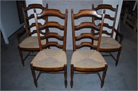 SET OF 4 RUSH SEAT DINING CHAIRS