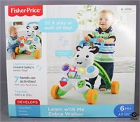 NEW Fisher Price "Learn with Me Zebra Walker"