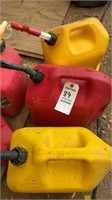 5 Plastic Gas Cans of  Assorted Sizes