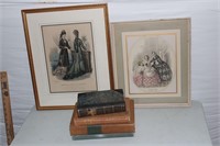 Framed French Victorian Art and Books