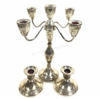 (3) Weighted Sterling Candlestick Holders