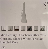 F - HUTSCHENREUTHER W. GER. WHITE HANDLED VASE