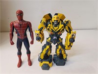 Transformer and Spiderman Action Figures