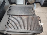 DOUBLE SIDED CAST IRON GRILL PLATES 10" X 20"