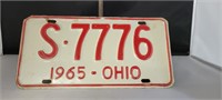 1965  Ohio License Plate