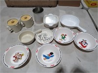 COLLECTION OF KITCHEN ITEMS, CEREAL BOWL & MISC