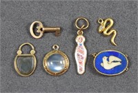 (6) Victorian Gold Charms