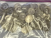 100 - 90% silver  Washington quarters