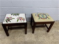 (2) Needlepoint Footstools