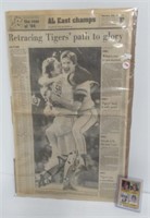 The Roar of 1984 Tigers Newspaper From Detroit