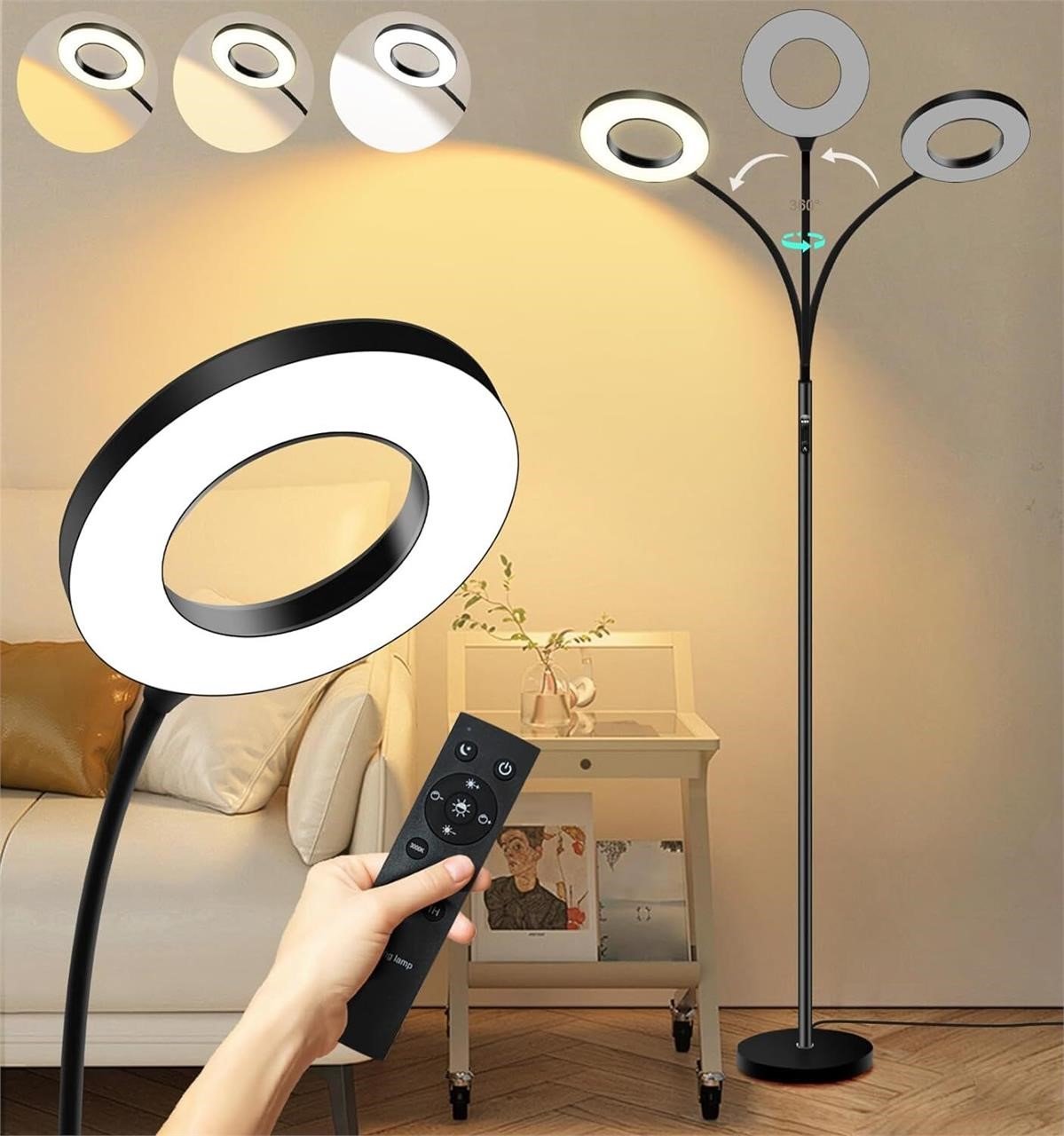 Sofa Standing lamp Tall 3-Color Light with Remote
