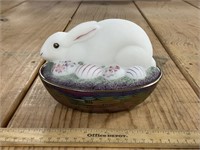 Hand Painted Fenton Nesting Rabbit