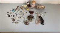 Antique/vintage jewelry, trinkets, hair combs,