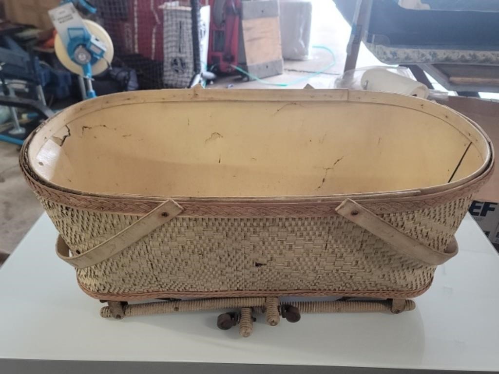 Early Hand Made Woven Bassinet